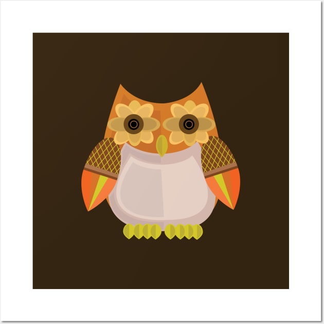 Harvest Owl - Orange Wall Art by adamzworld